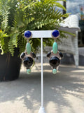 Sterling ,Lapis ,Turquoise and Onyx Navajo Earrings