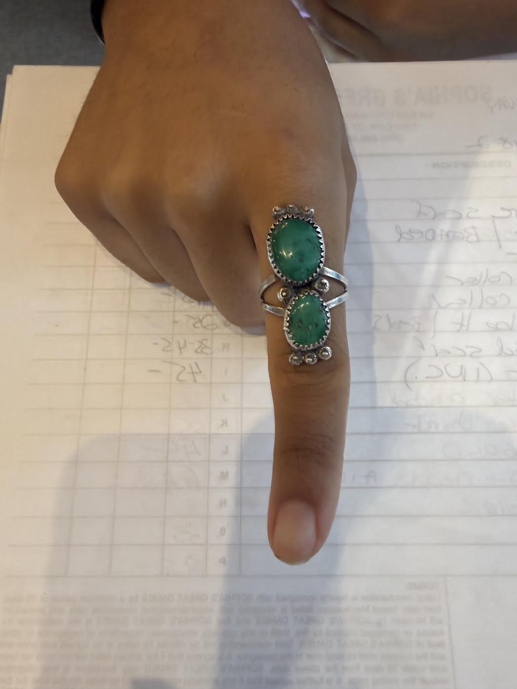 Sterling and Turquoise Navajo Double Stone Ring