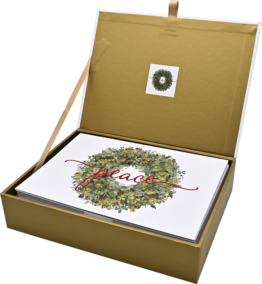 Wreath of Peace Deluxe Boxed Holiday Cards