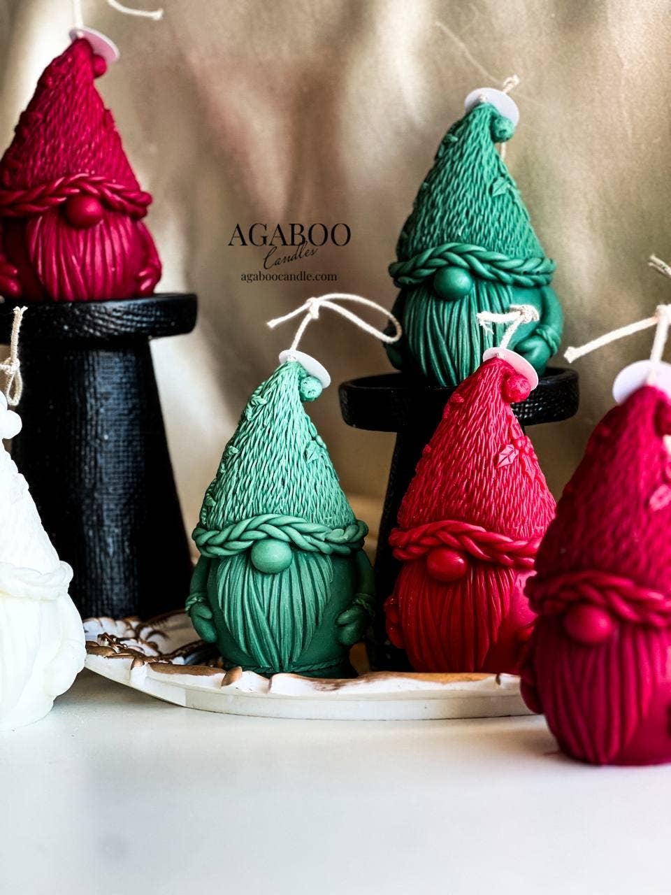 Knitted Gnome Candle 5x3.5 inches