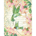 Green and Pink hummingbird purse pad with pen and magnetic closure