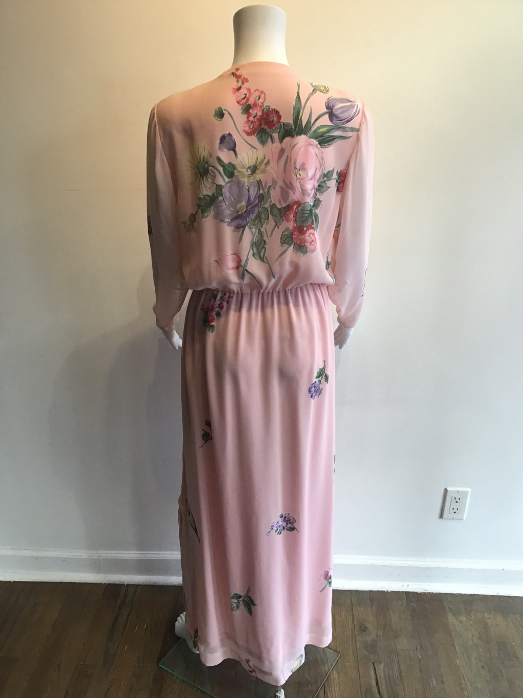 1980’s Pink Polyester Blend Dress Attributed to Hanae Mori Size 8