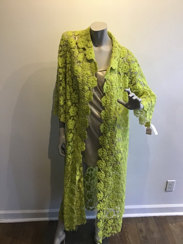 1960s Yellow Lace Duster Coat