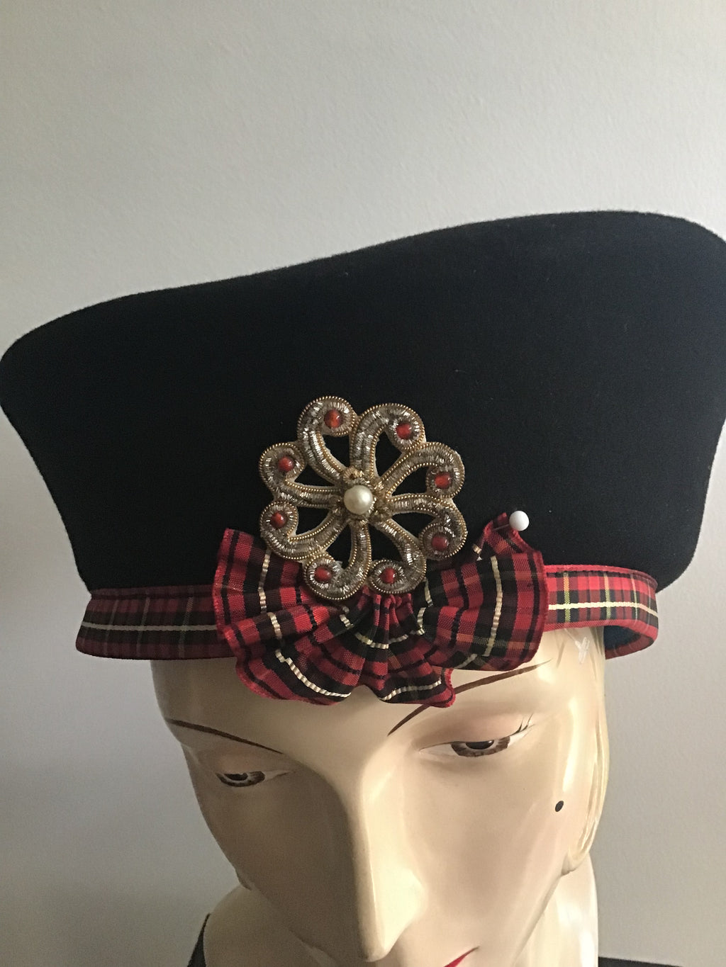 1980s Tam with Red Plaid Trim