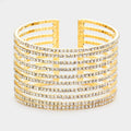 Rhinestone 10 Row Cuff Evening Bracelet