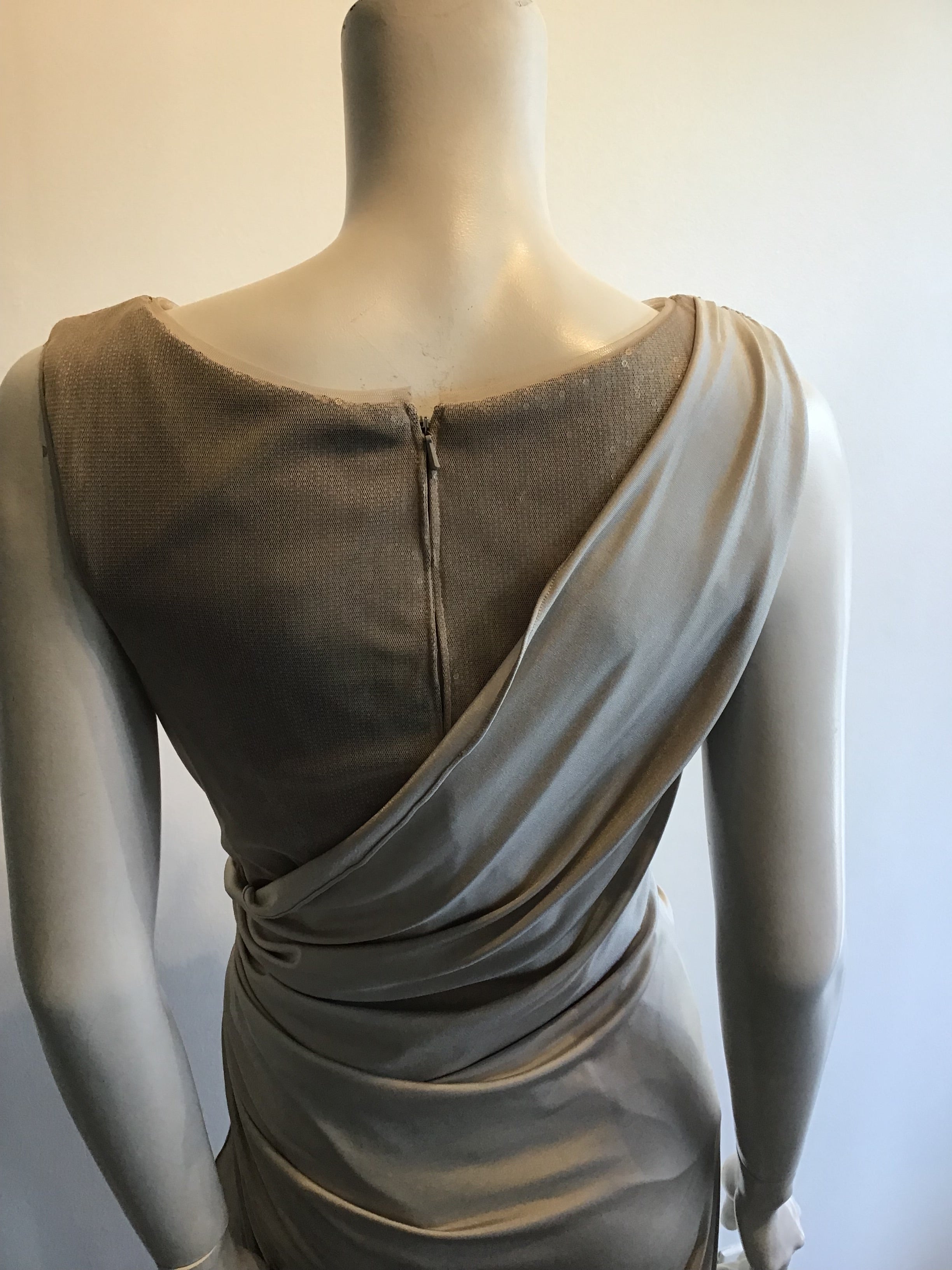 1990’s Tadashi Shoji Taupe Polyester Evening Dress Size 6