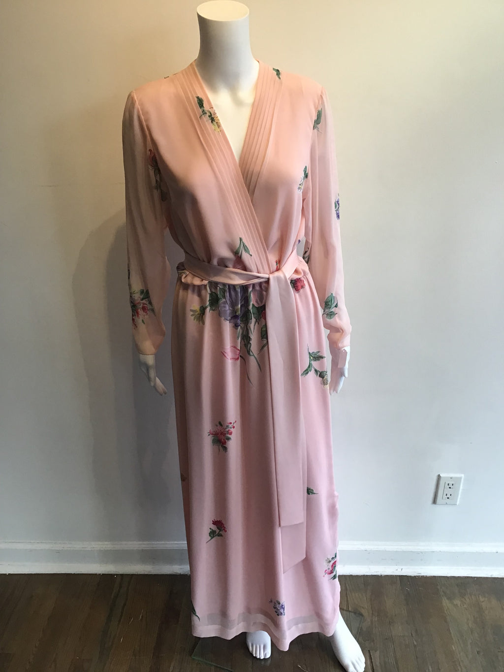 1980’s Pink Polyester Blend Dress Attributed to Hanae Mori Size 8