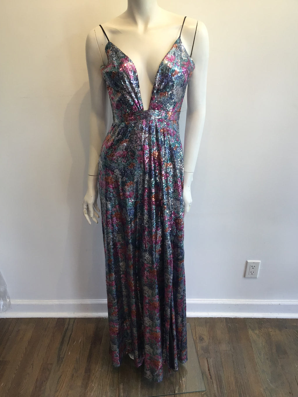 2000s Remus Brooks Multicolored Sequins  Evening  Dress Size 6