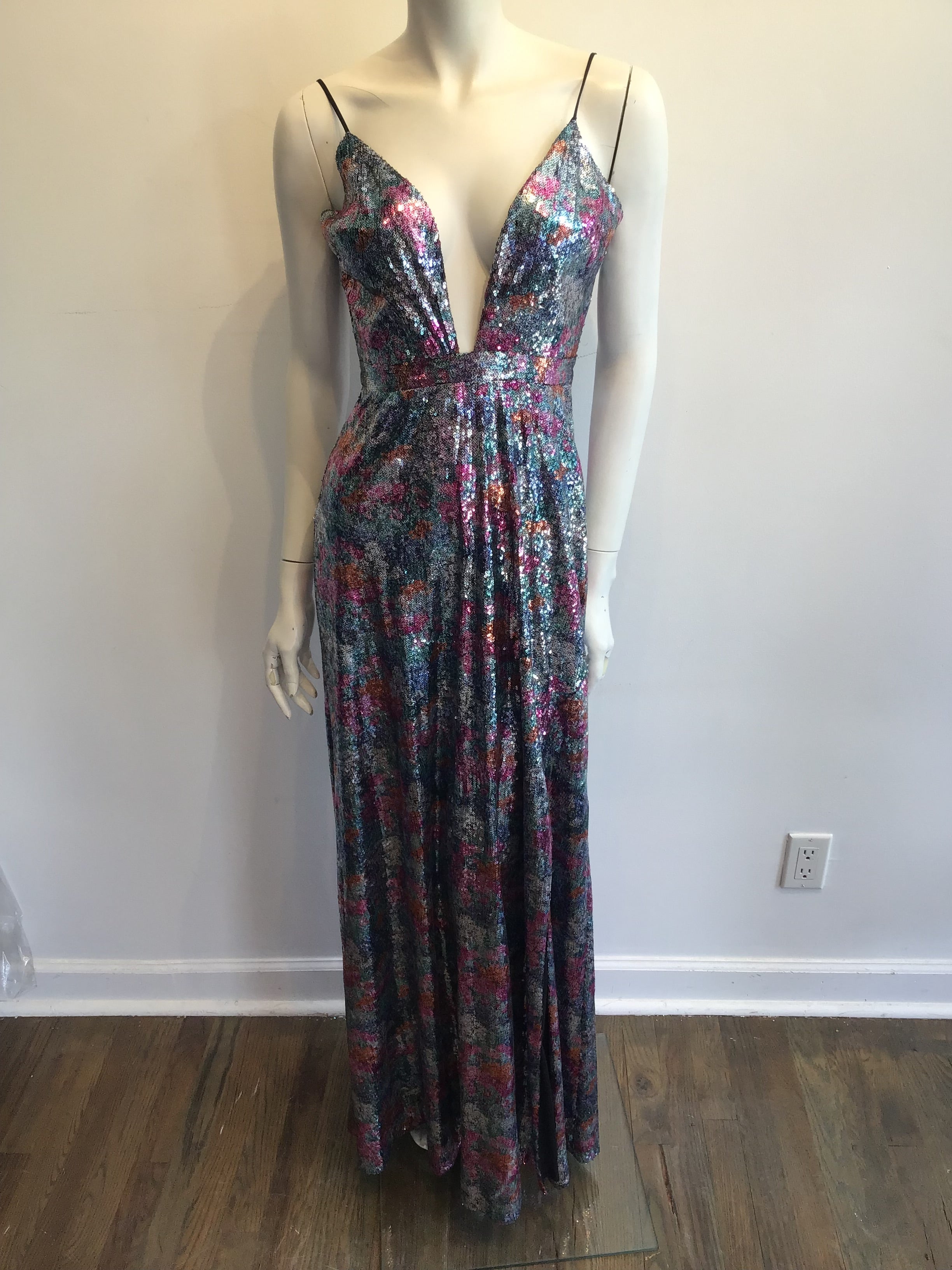 2000s Remus Brooks Multicolored Sequins  Evening  Dress Size 6