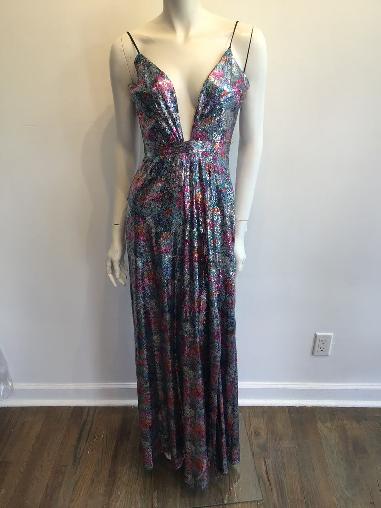 2000s Remus Brooks Multicolored Sequins  Evening  Dress Size 6