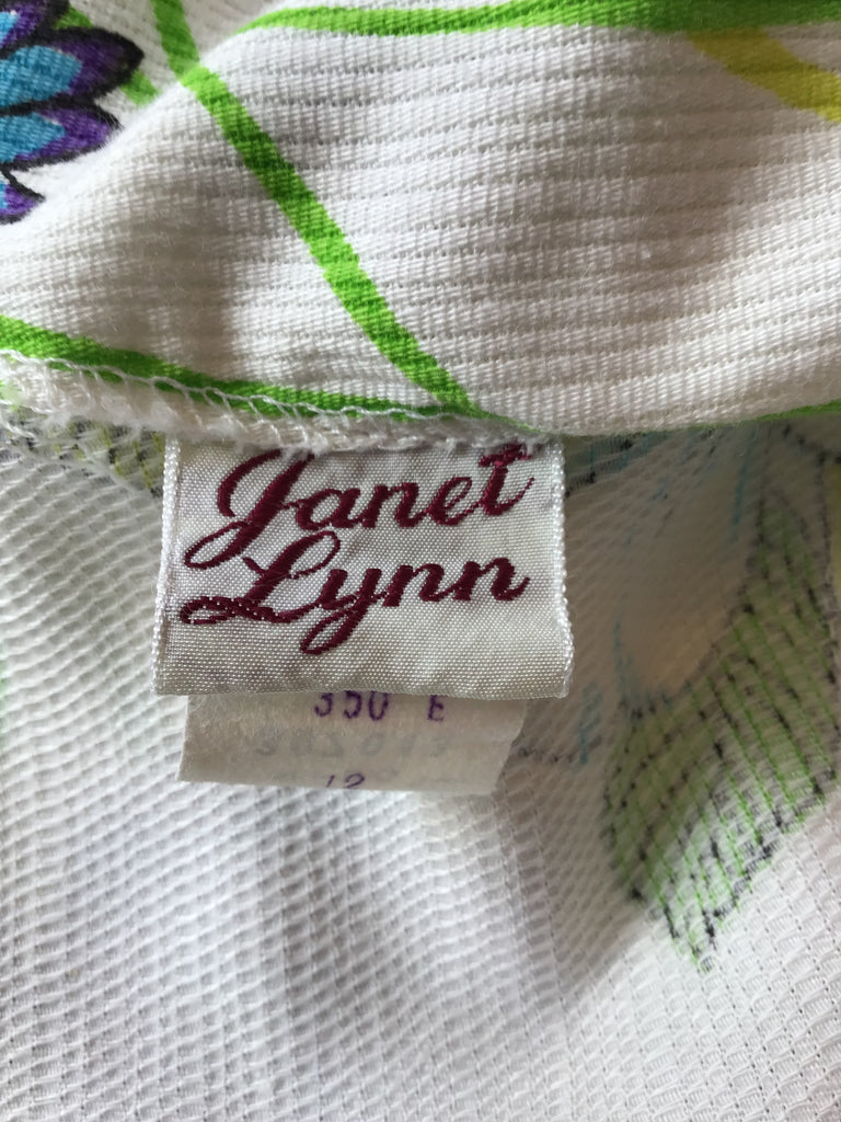 1960’s Cotton White/Purple/Blue/Green Janet Lynn Size 8