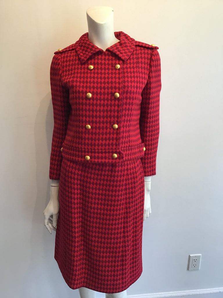 1960s Red and Black Wool Suit by Rose Bertin of Zurich Size 8