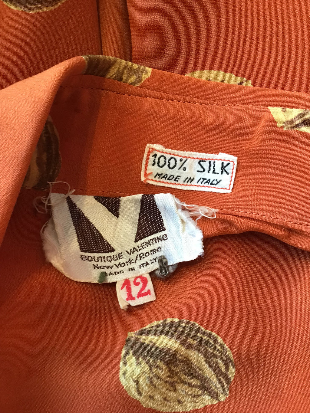 1970’s Valentino Orange Silk Blouse Size 6