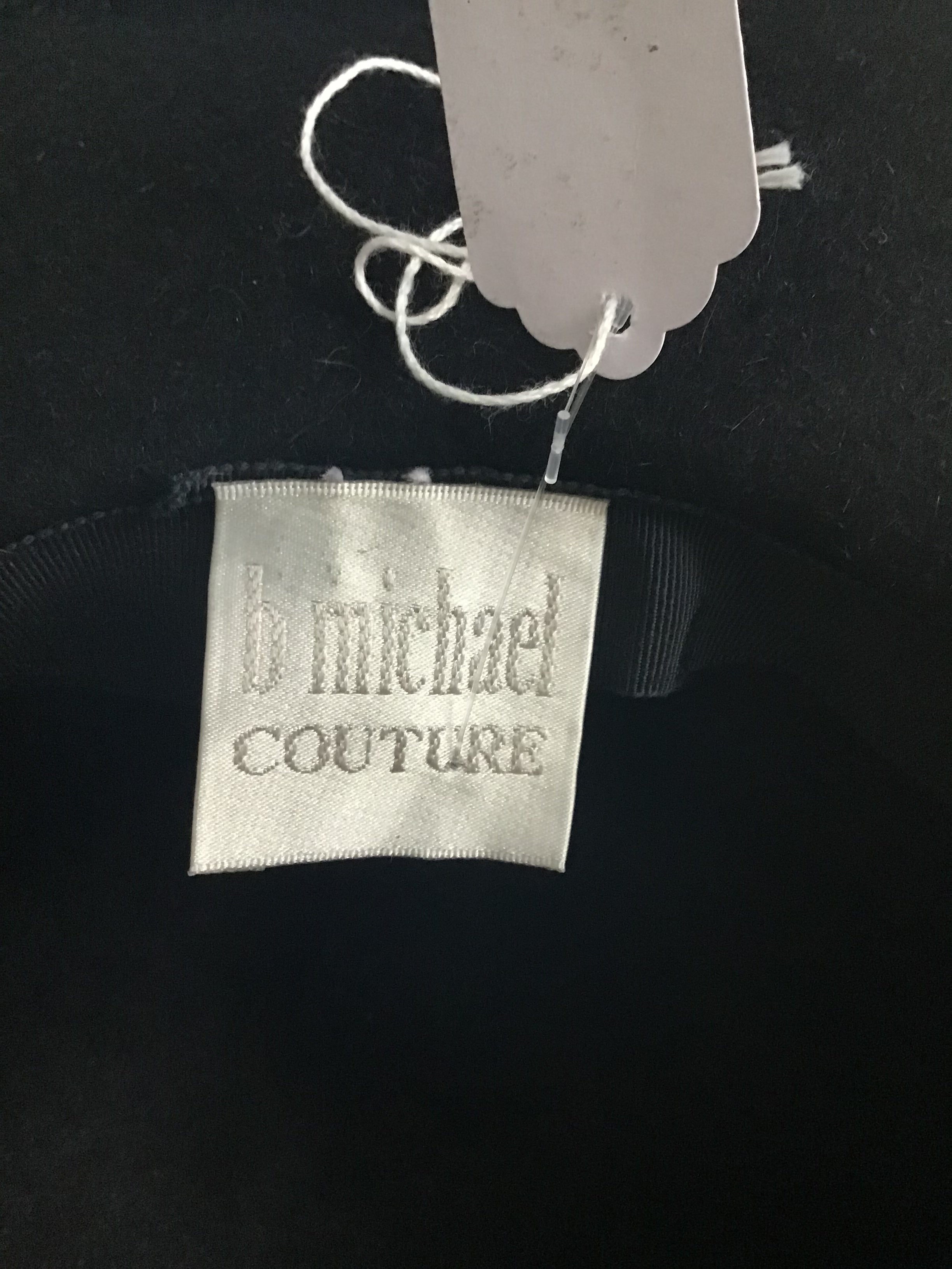 1999 B Michael Couture Black Hat with Feathers