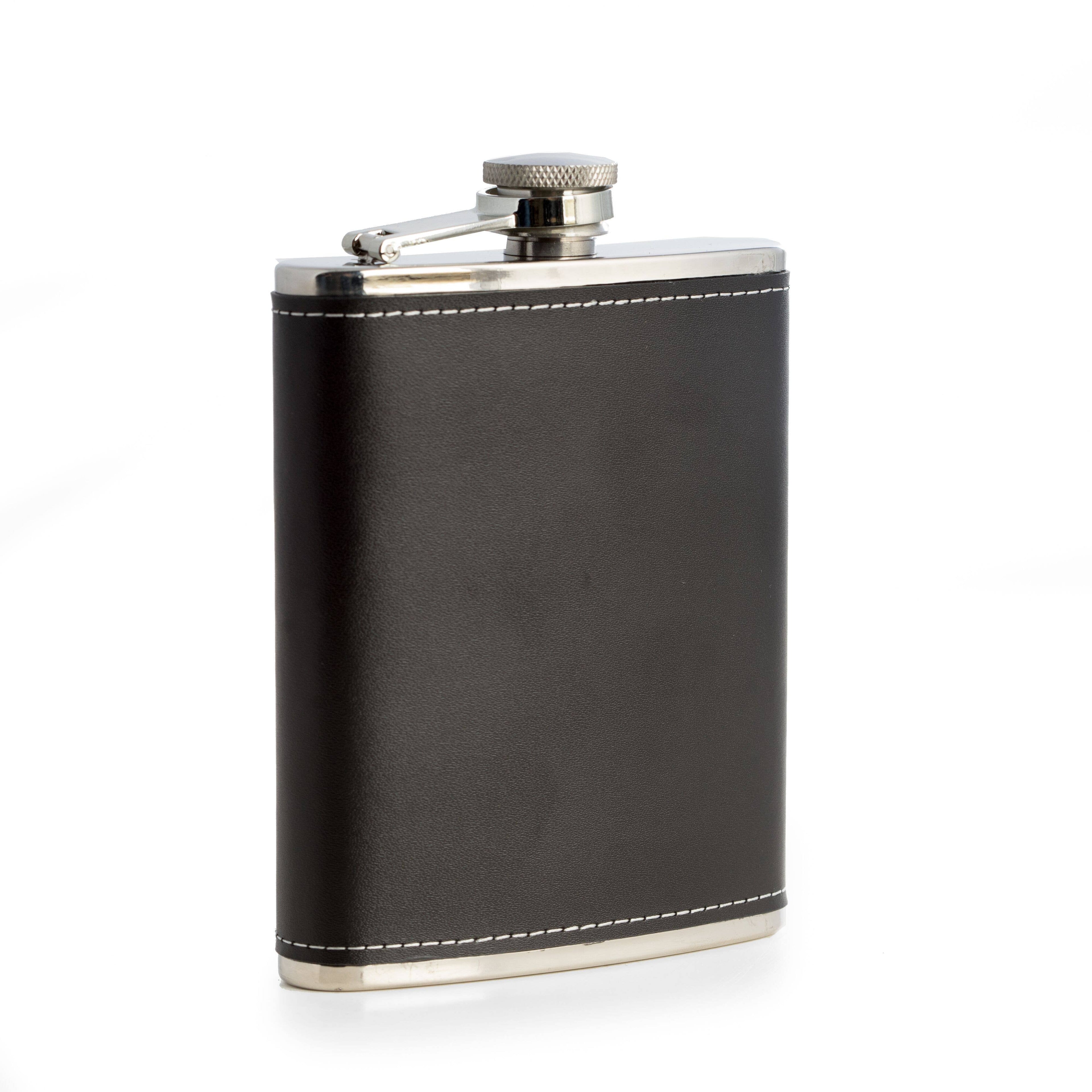 Tipsy Black Leather 6oz Flask
