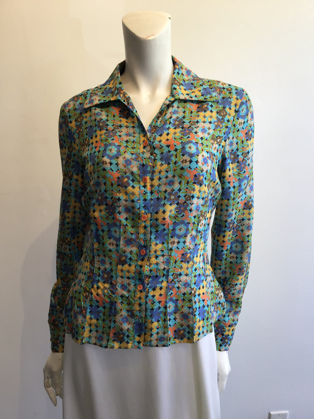 1990’s Silk Féraud Multicolor Shirt Size 4