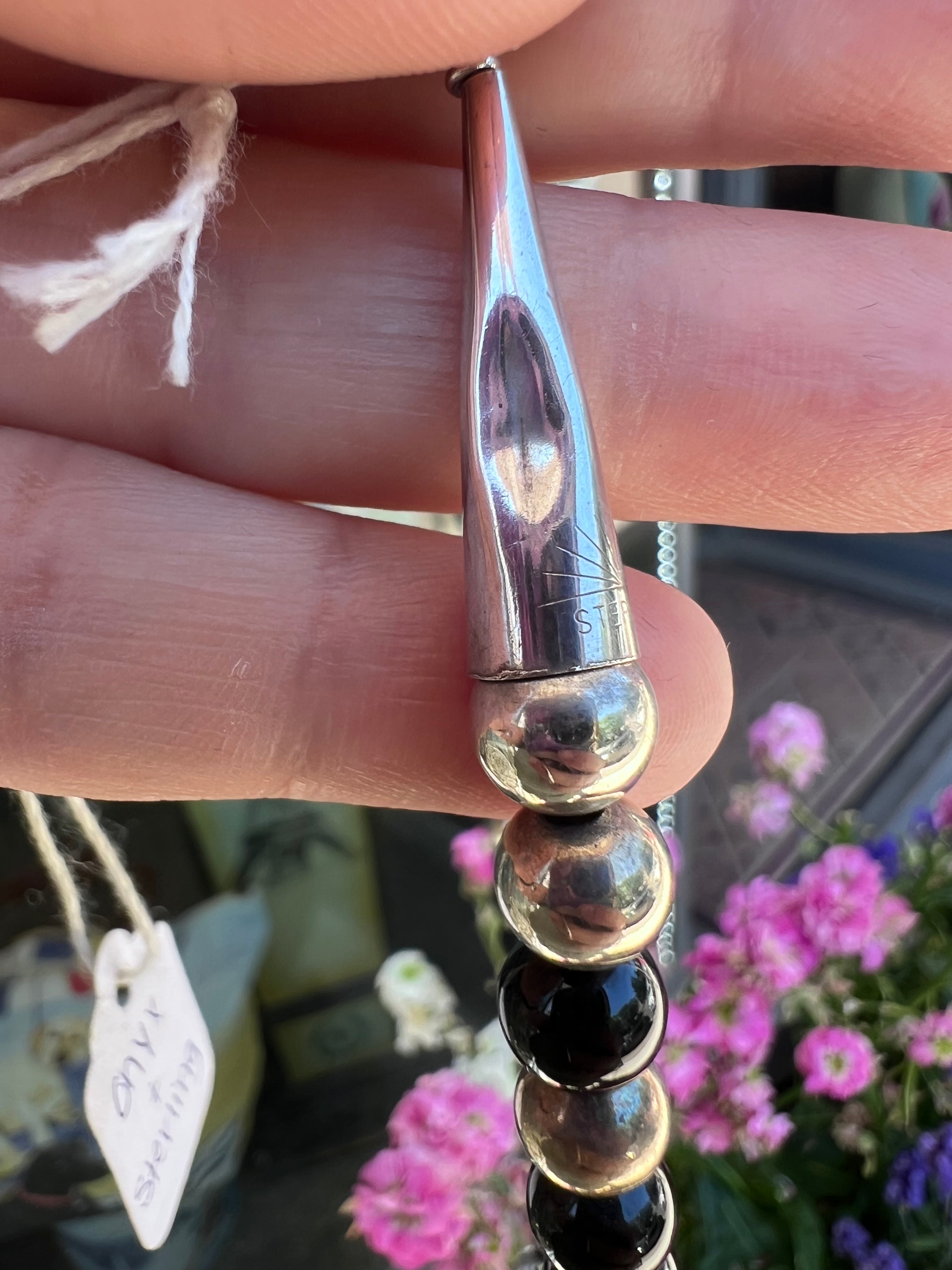 Vintage 80s Sterling & Onyx Horsehead Necklace