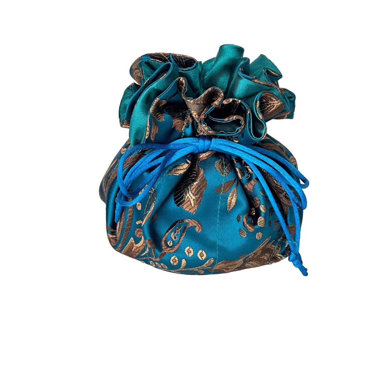 Peony Brocade Drawstring Jewelry Pouch