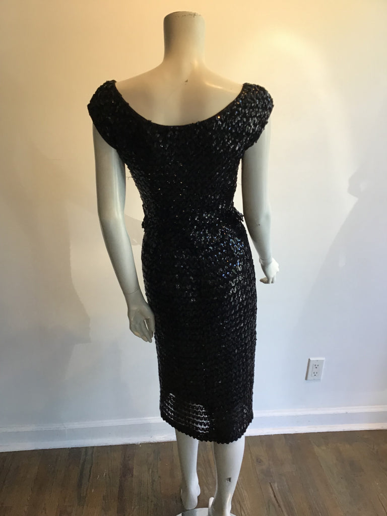 1960’s 2 Piece Black Sequined Evening Ensemble Size 2