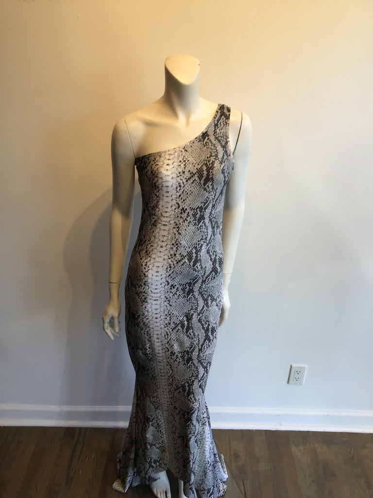 1980s Black/White Python Print Patrick Kelly Evening Gown Size 2 Never Worn