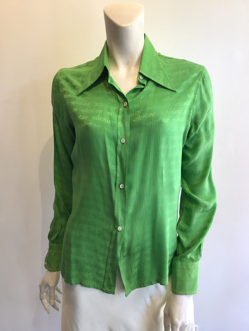 1970’s Valentino Green Silk Blouse Size 6
