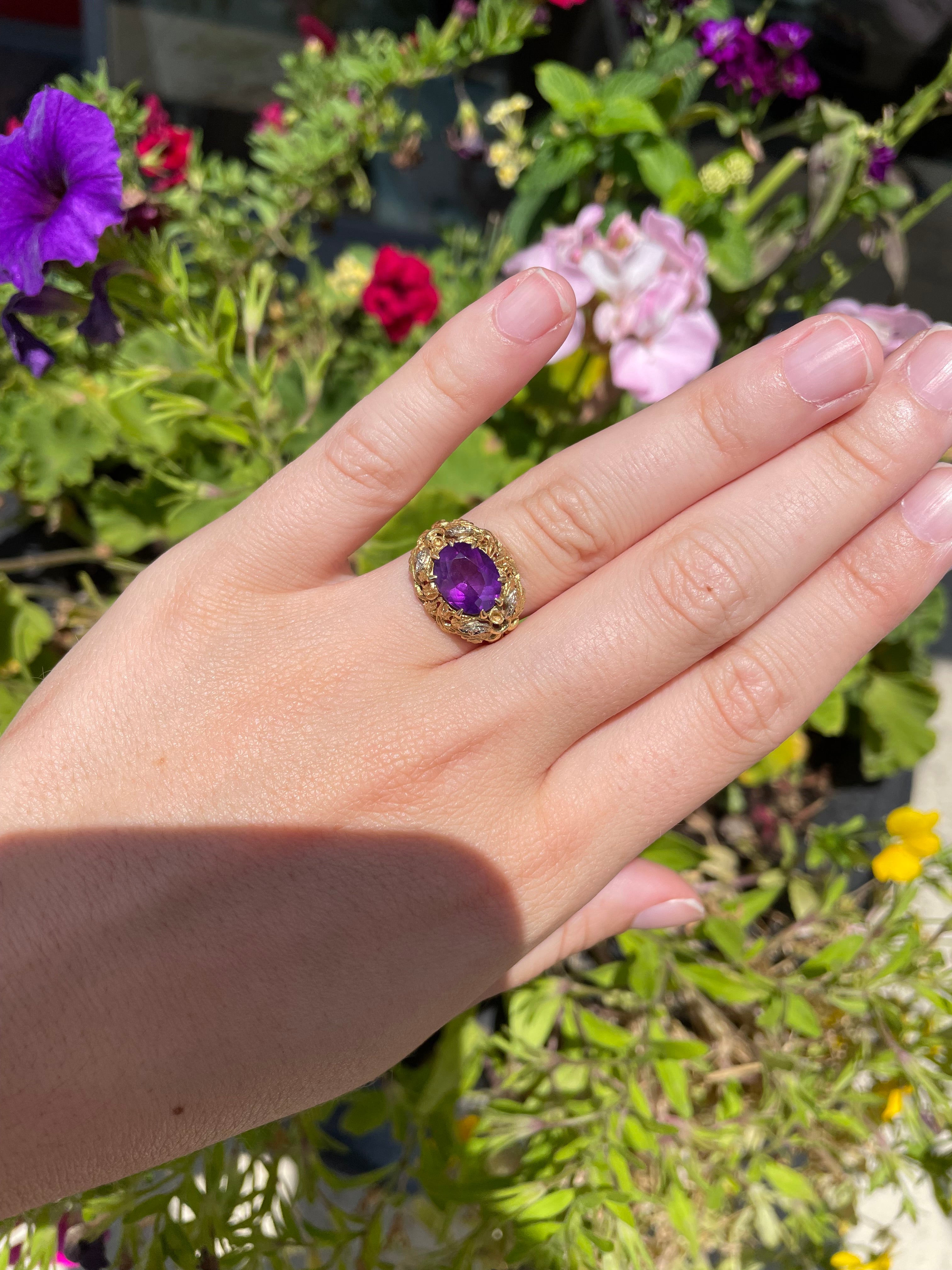 18k amethyst victorian ring-6.5