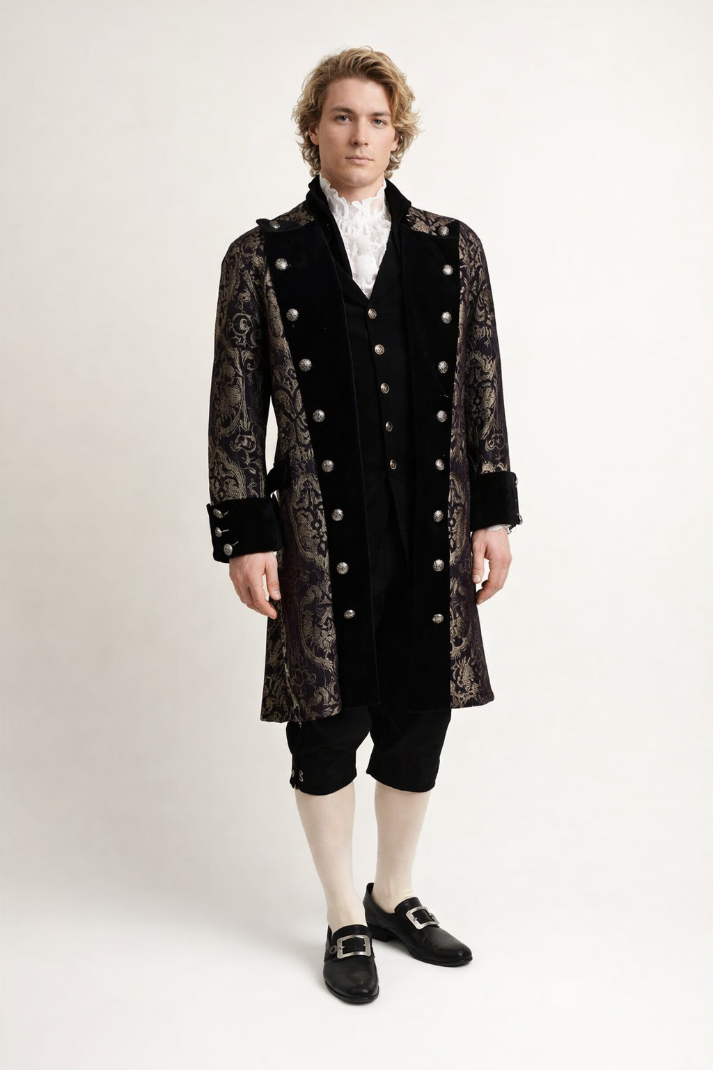 18th Century Plum & Silver Brocade Jacket, Men's Costume Rental