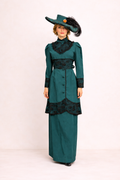 Victorian 1912 Green High-Collar Suit Women's Costume Rental
