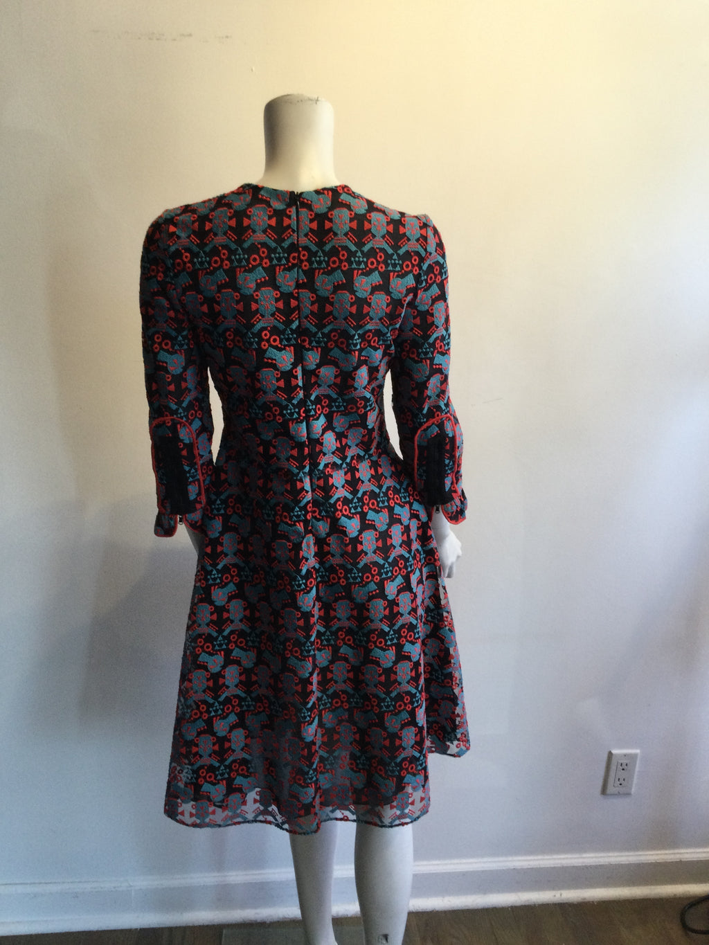 2000’s Armani Red and blue Embroidered Net Dress Size 8