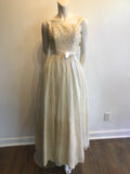 1950s Cream Embroidered Organza Gown Size 0-2