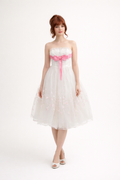1950's Organza White & Pink Vintage Dresss, Women's Costume Rental