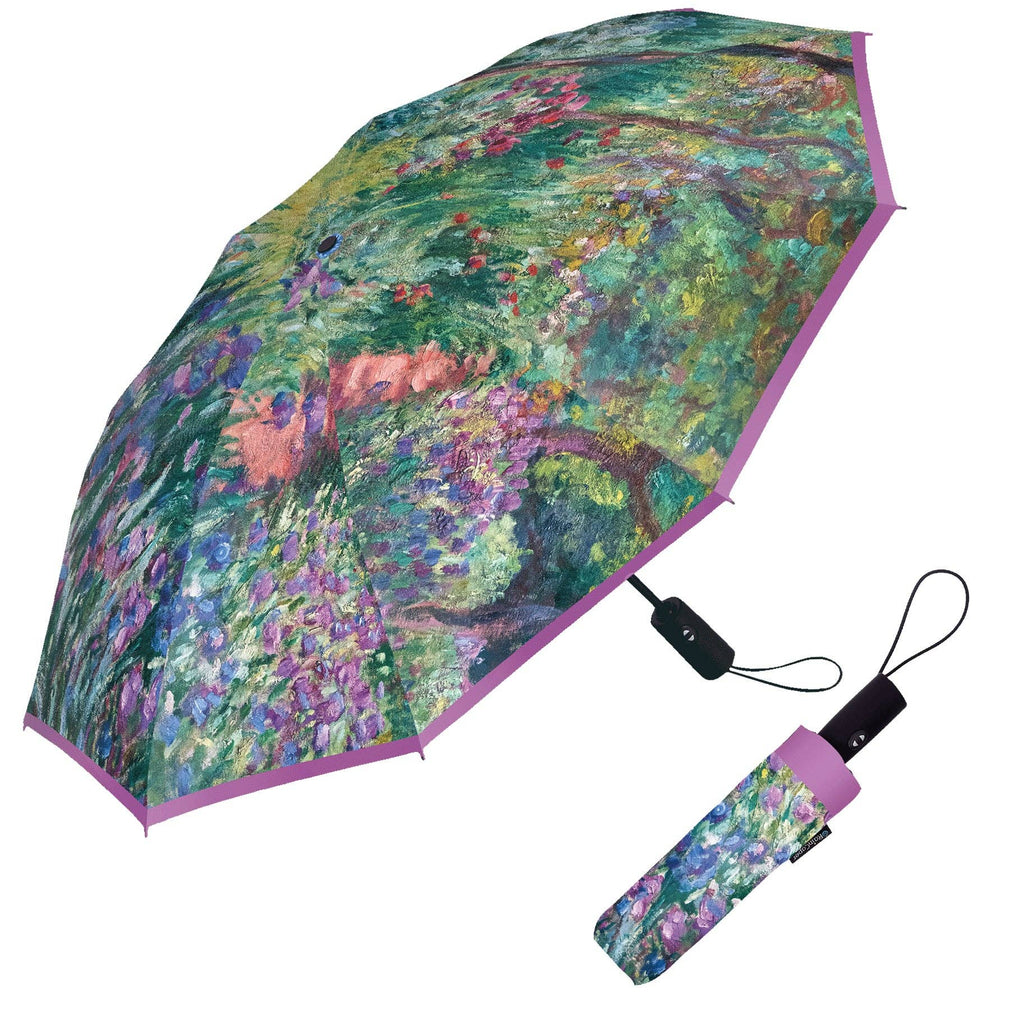 Monet Artist's Gardens at Giverny Travel Umbrella – Compact, One-Touch Open & Close