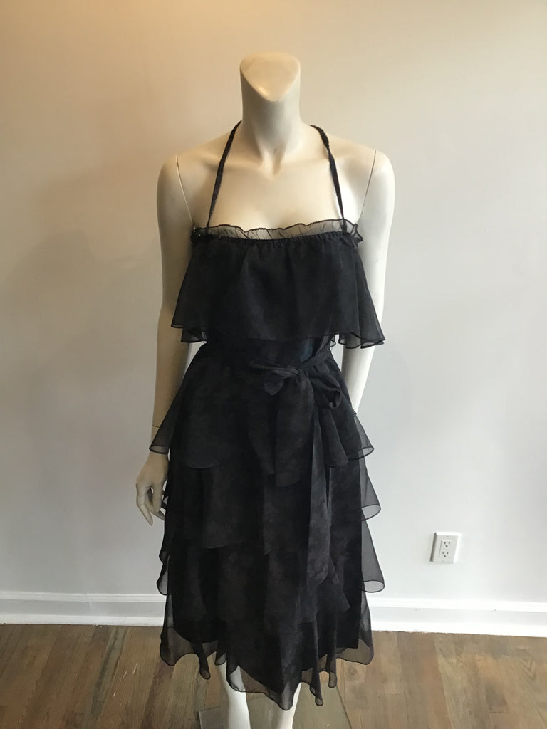 vintage 1970s black tiered dress 