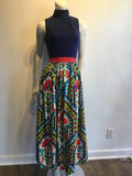 1970’s Craely Navy Blue Top Printed Skirt Polyester Dress Size 4/5