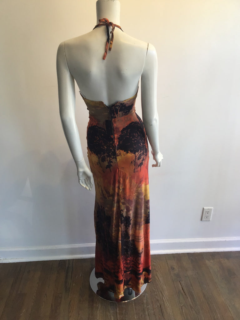 1970s Miss Novell  long  halter  Dress Size 2