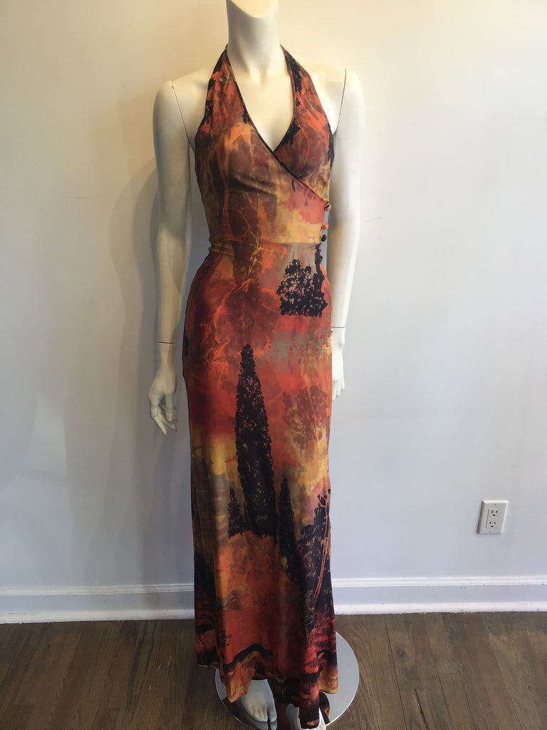 1970s Miss Novell  long  halter  Dress Size 2