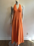 1970s Peach Polyester Halter Dress Size 8