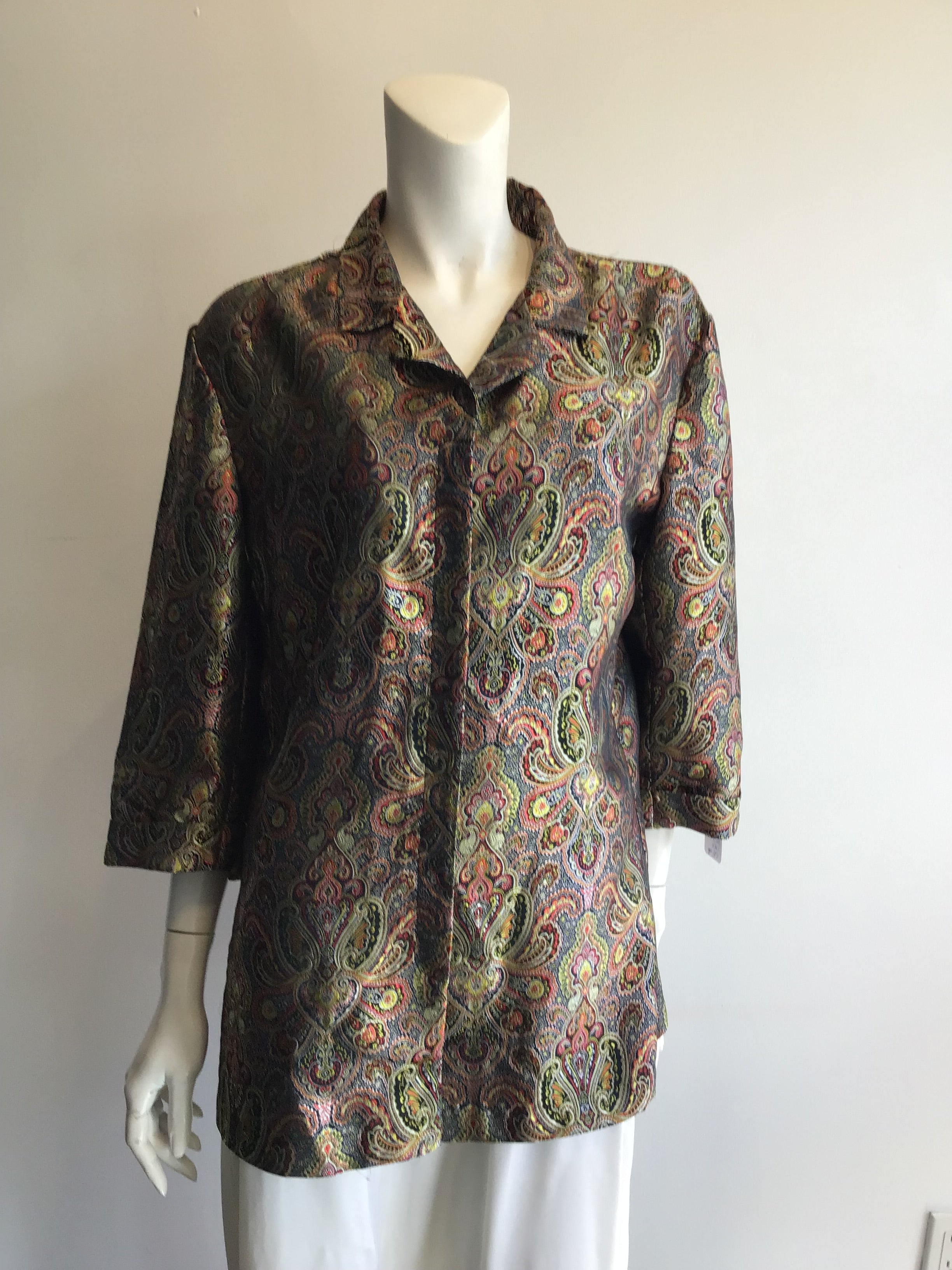 1980’s Gold and Red Paisley Polyester Jacket Size 10