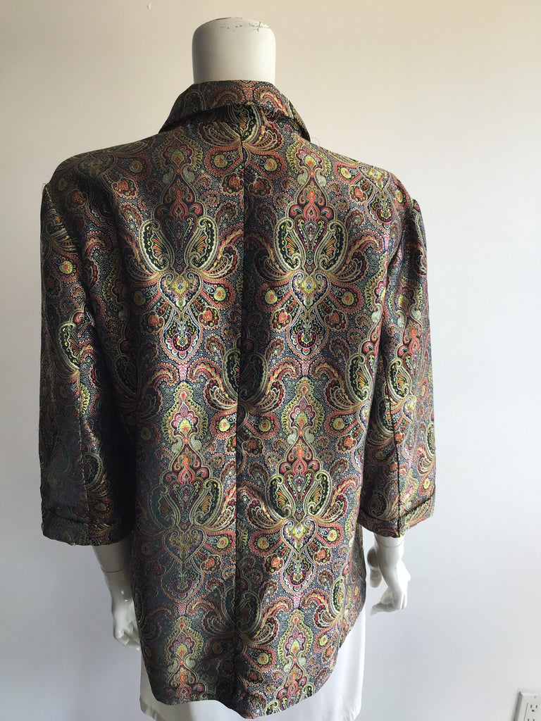1980’s Gold and Red Paisley Polyester Jacket Size 10