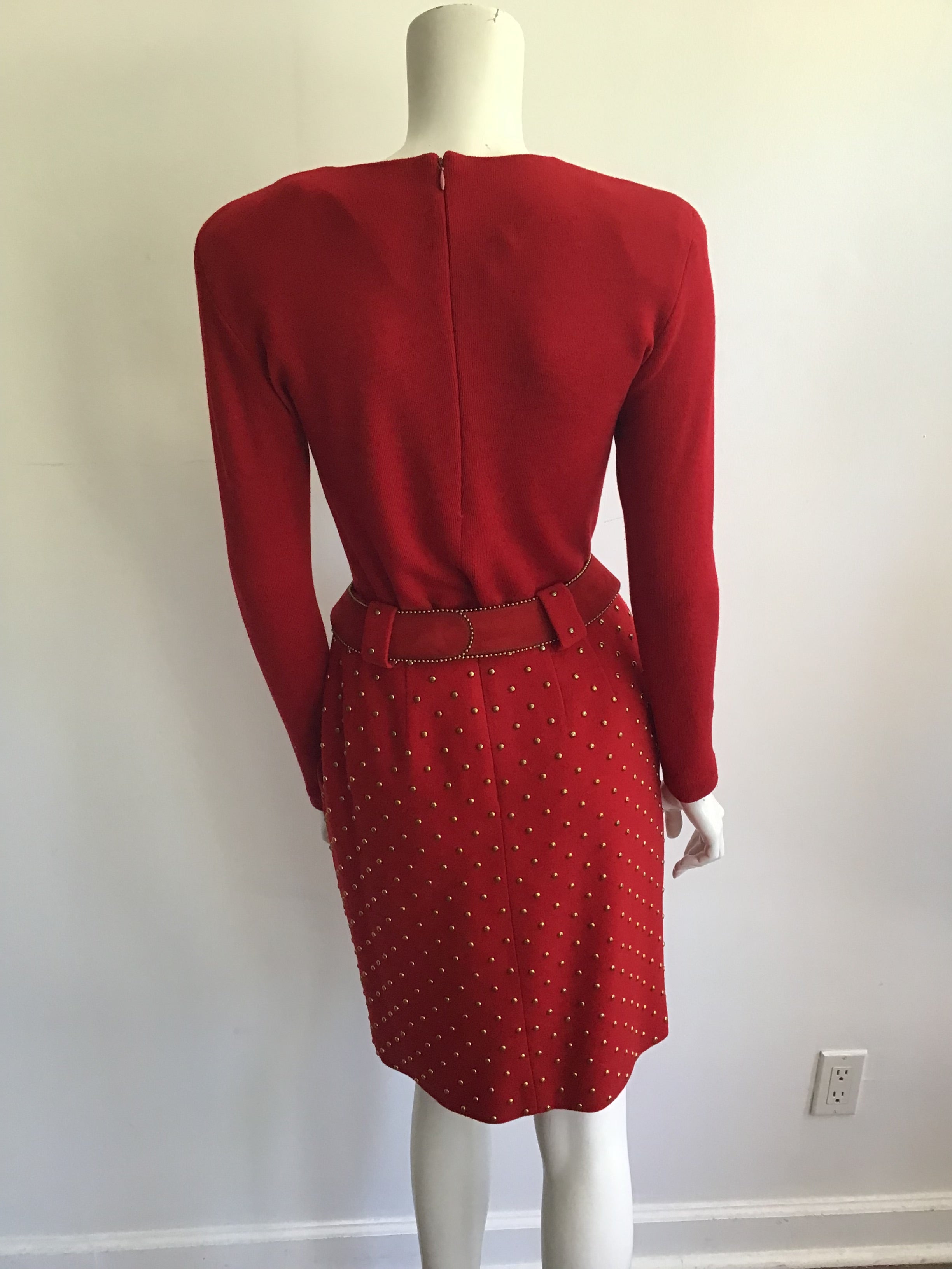 1980's Red Cashmere/wool Blend Anne Klein 3 Piece Ensemble Size 6