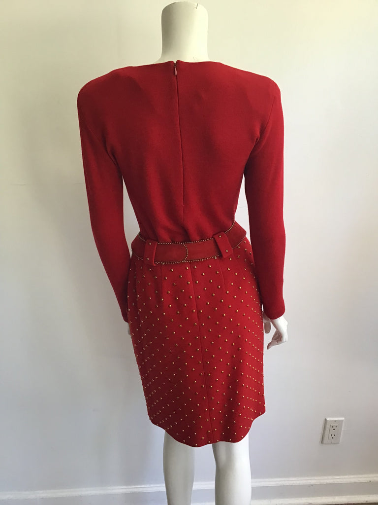 1980's Red Cashmere/wool Blend Anne Klein 3 Piece Ensemble Size 6