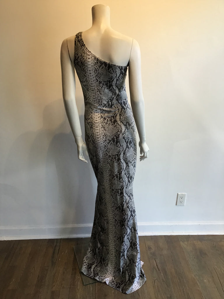 Patrivk kelley black/white python print gownn 1980s