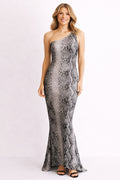 1980s Black/White Python Print Patrick Kelly Evening Gown Size 2 Never Worn