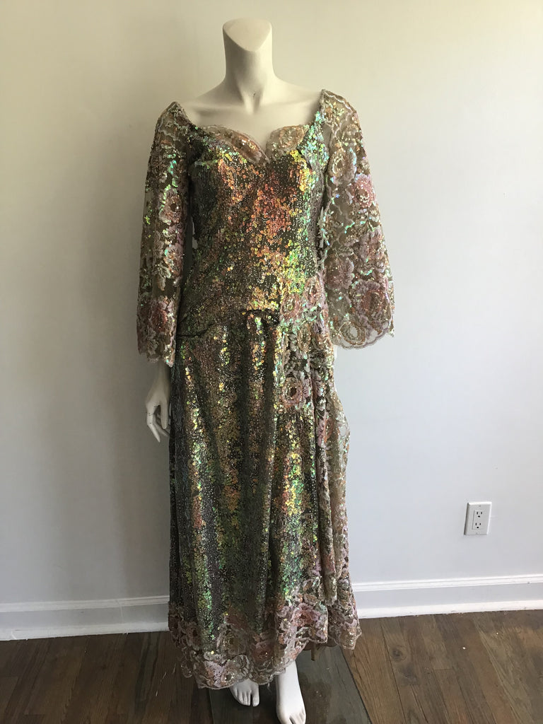 1983 Custom Made Iridescent Sequins Dress Size 8