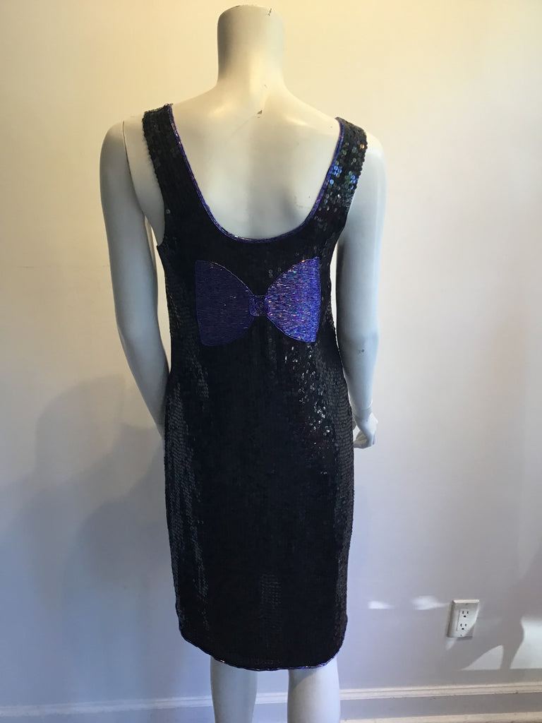 1990's Black Sequined Creed Toronto Dress Size 8