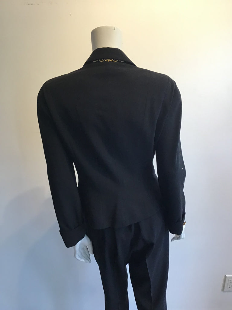 1990's  Bob Mackie Black and Lavender Silk Chiffon Dress with lace Size 10