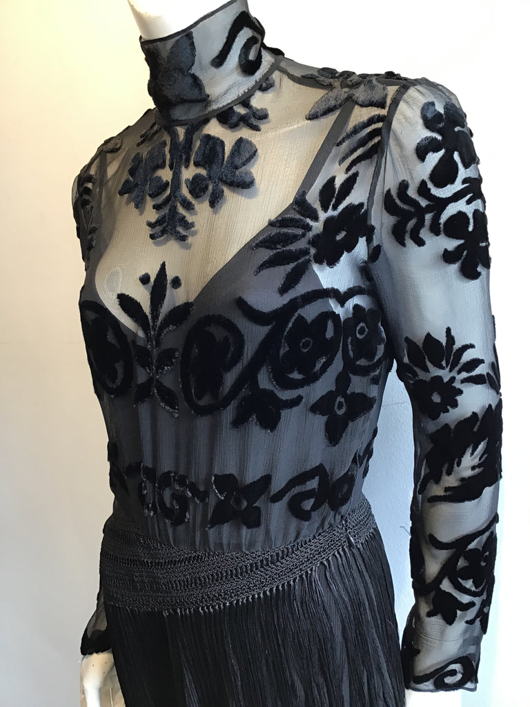 1990's Ralph Lauren purple LabelL rayon/silk Evening Dress with Fringe Size 6