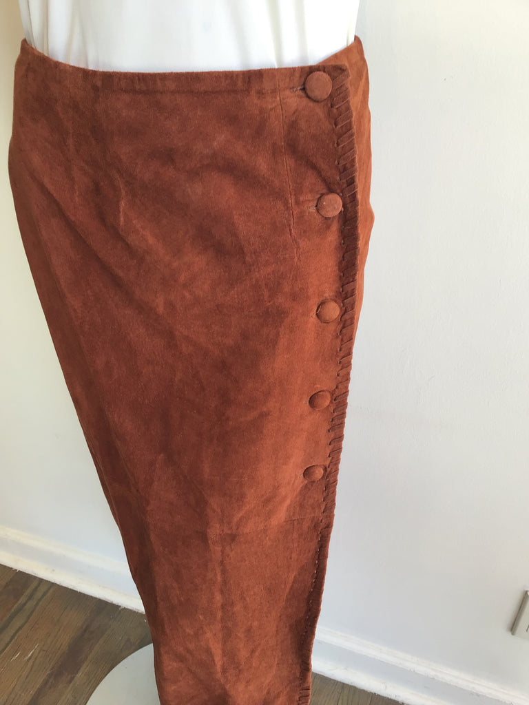 1990’s Carmel Suede Skirt with Buttons Size 8