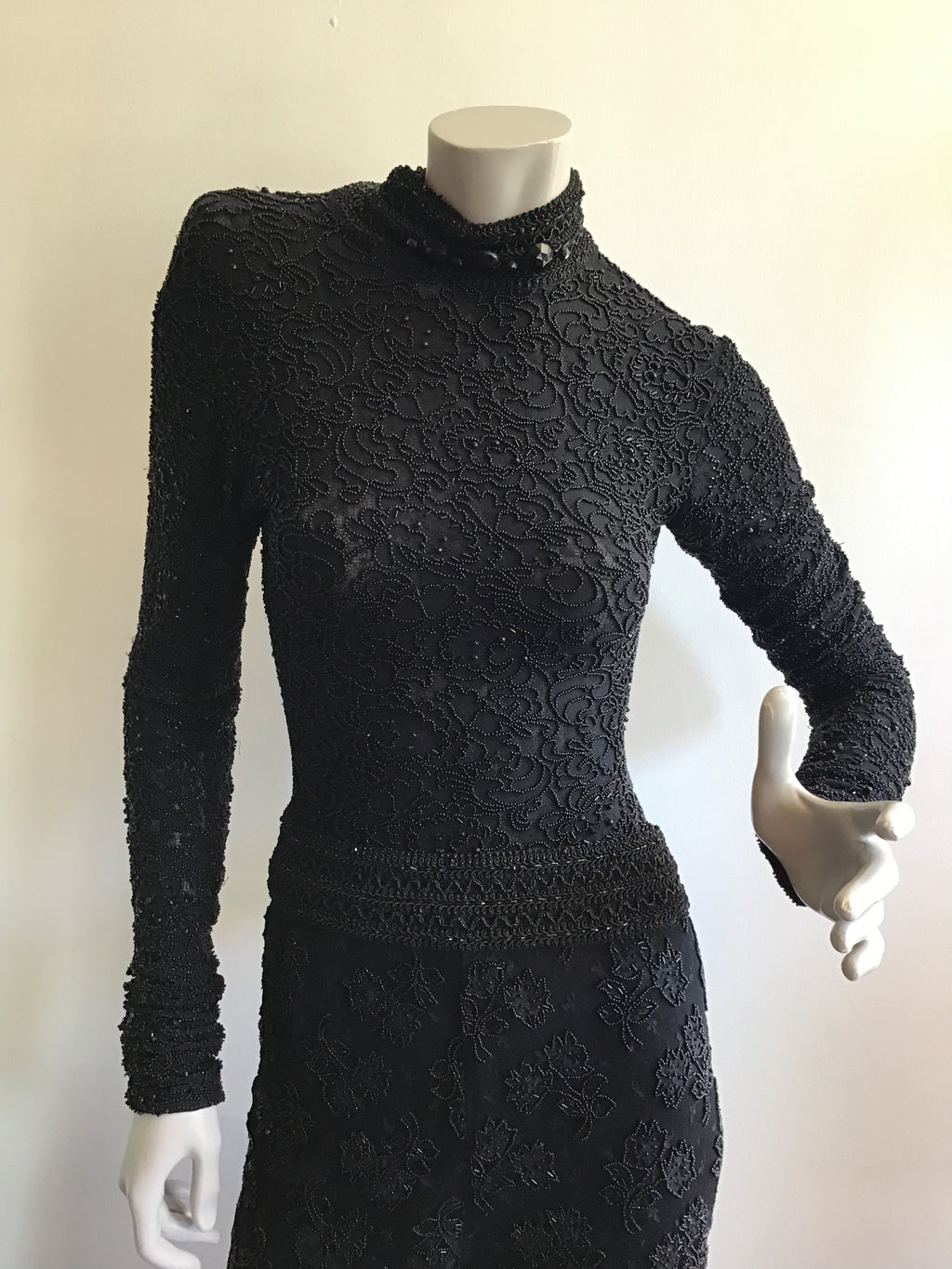 1980's Giorgio di Saint Angelo  Black Beaded Unitard and Pants Size 6/8