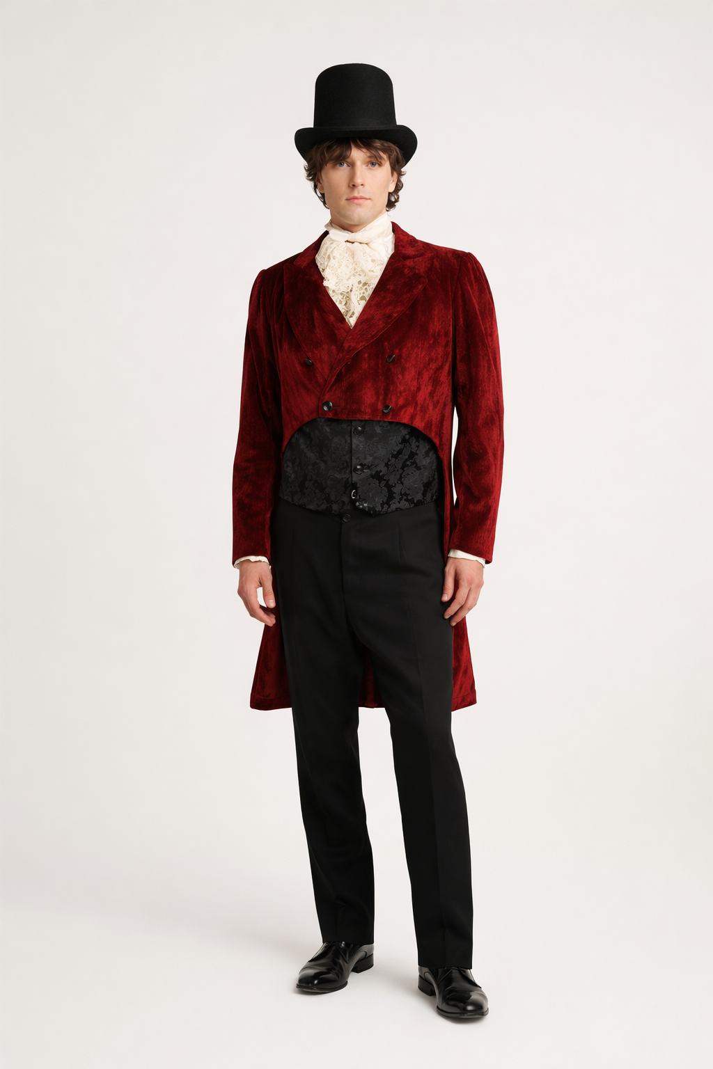 19th Century Red Velvet Suit, Men's Victorian Costume Rental
